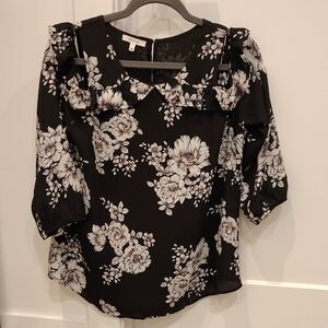 Maurices Black and White Floral Blouse